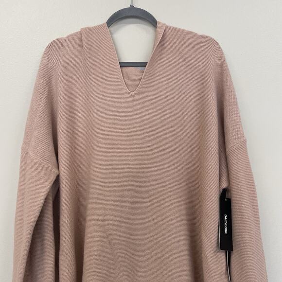 Korye Sweater Womens 3X Beige Pink Pullover Hooded Soft Cozy Dailylook - Picture 3 of 8